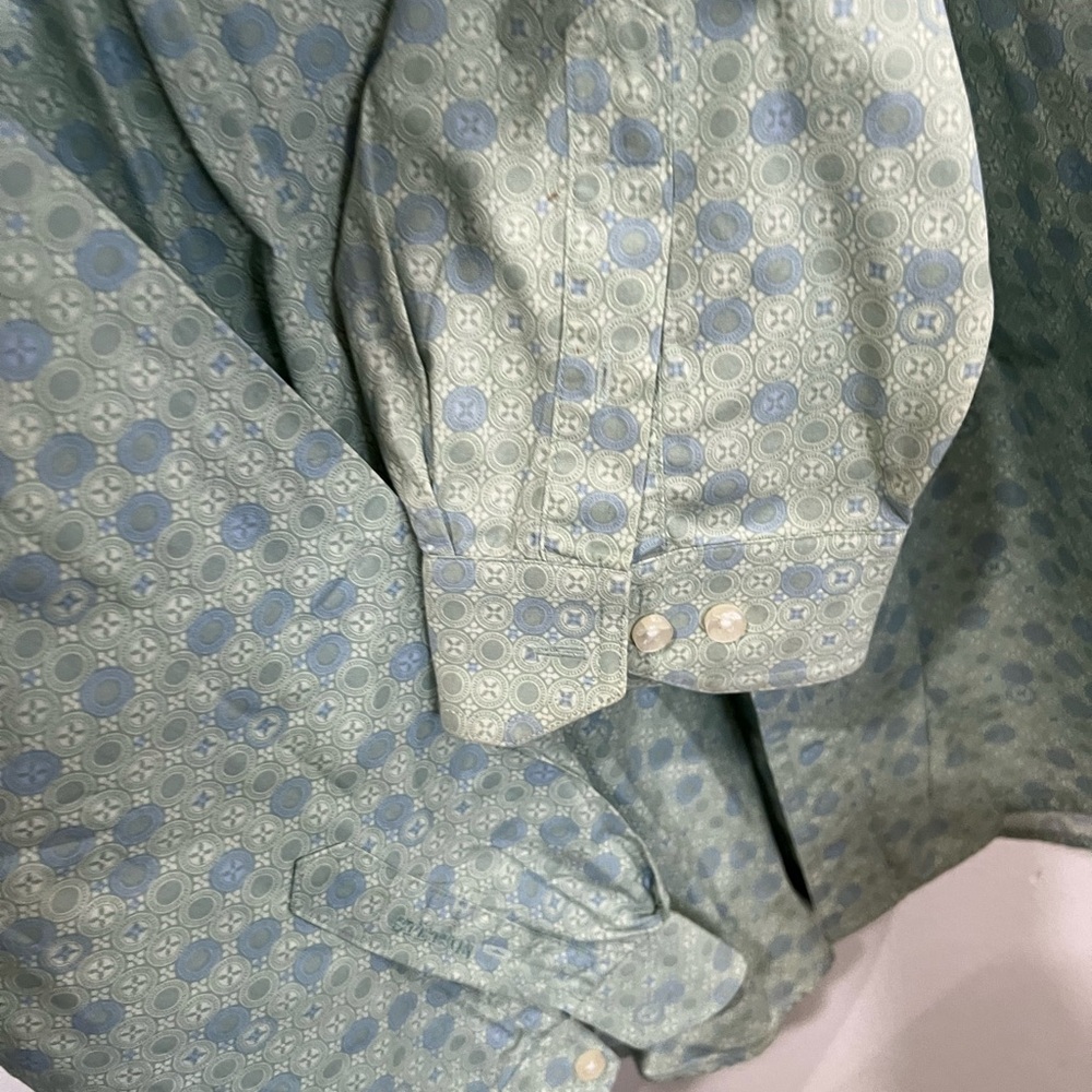 Stetson Men's Green and Blue Geometric Shirt - Picture 5 of 5